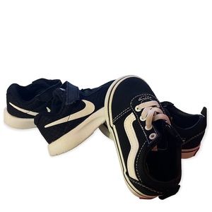 Nike and Vans old school toddlers shoes Sz 6 black and white